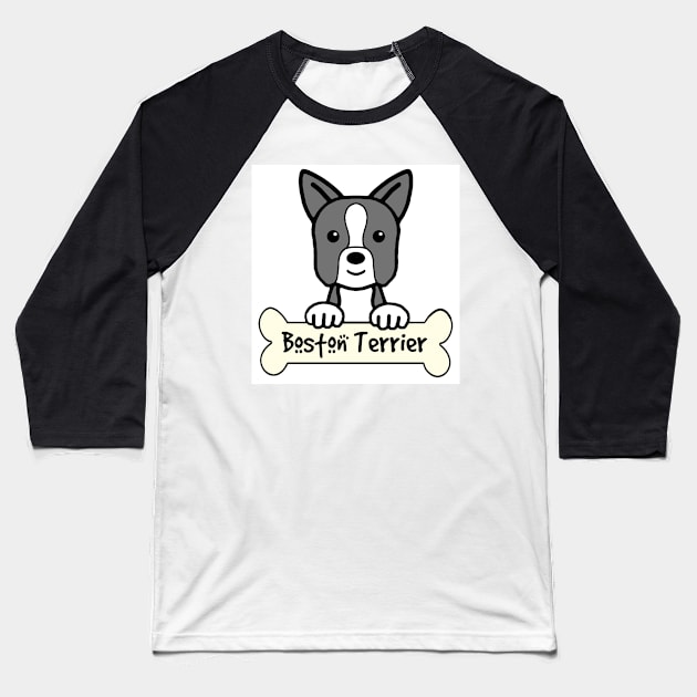 Boston Terrier Cartoon Baseball T-Shirt by AnitaValle